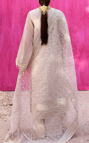 Emaan Adeel Off White Organza Suit | Pakistani Embroidered Chiffon Dresses USA- Image 2