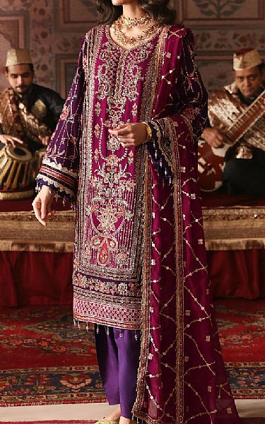 Emaan Adeel Indigo Chiffon Suit | Pakistani Embroidered Chiffon Dresses- Image 1