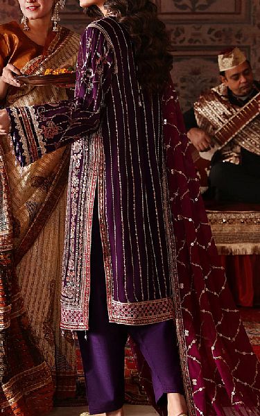 Emaan Adeel Indigo Chiffon Suit | Pakistani Embroidered Chiffon Dresses- Image 2