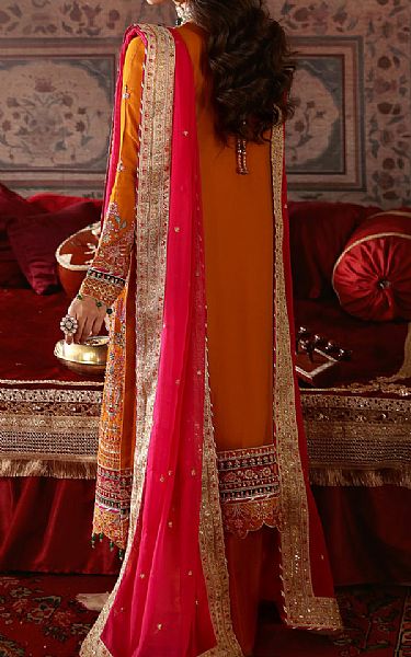 Emaan Adeel Orange Chiffon Suit | Pakistani Embroidered Chiffon Dresses- Image 2