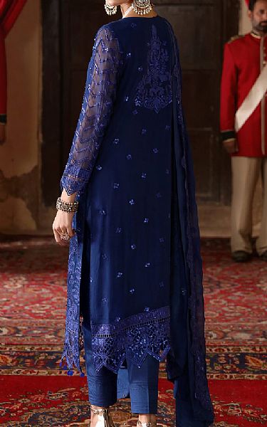 Emaan Adeel Royal Blue Chiffon Suit | Pakistani Embroidered Chiffon Dresses- Image 2