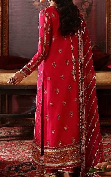 Emaan Adeel Crimson Chiffon Suit | Pakistani Embroidered Chiffon Dresses- Image 2