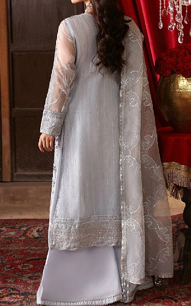 Emaan Adeel Medium Grey Chiffon Suit | Pakistani Embroidered Chiffon Dresses- Image 2