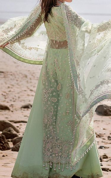 Emaan Adeel Light Green Organza Suit | Pakistani Embroidered Chiffon Dresses USA- Image 2