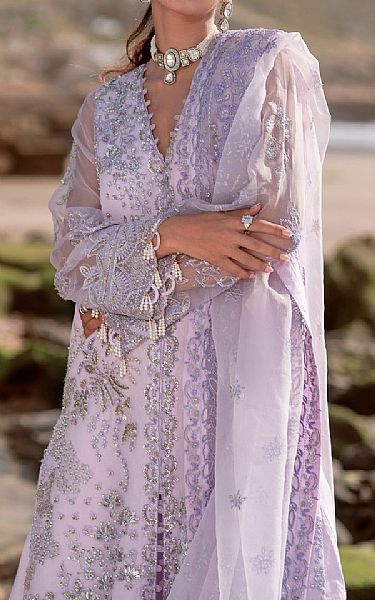 Emaan Adeel Lilac Organza Suit | Pakistani Embroidered Chiffon Dresses USA- Image 3