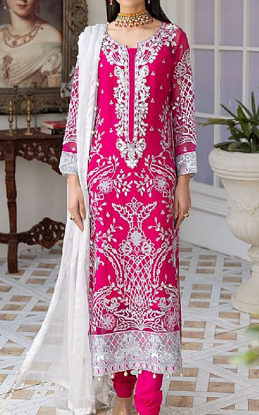 Emaan Adeel Magenta Chiffon Suit | Pakistani Dresses in USA- Image 1
