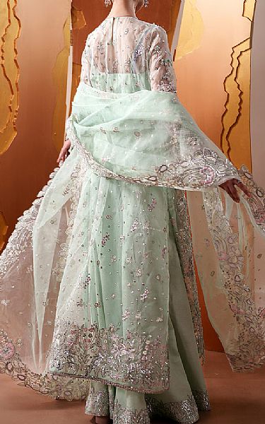 Emaan Adeel Sea Mist Organza Suit | Pakistani Embroidered Chiffon Dresses USA- Image 2