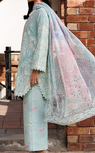 Emaan Adeel Summer Green/Off White Lawn Suit | Pakistani Lawn Dress in USA- Image 2