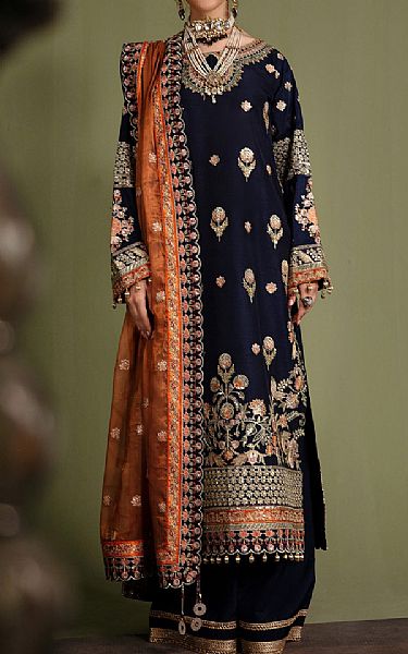 Emaan Adeel Mirage Silk Suit | Pakistani Embroidered Chiffon Dresses- Image 1