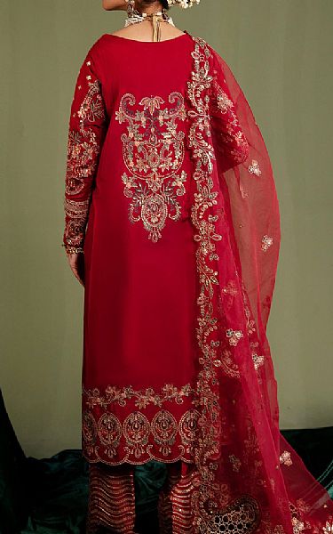 Emaan Adeel Red Silk Suit | Pakistani Embroidered Chiffon Dresses USA- Image 2