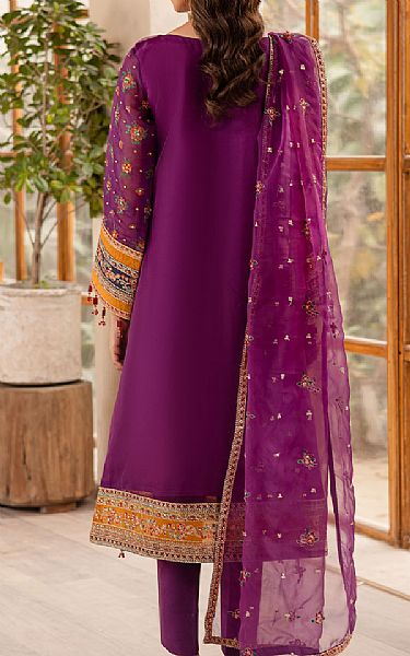Emaan Adeel Egg Plant Organza Suit | Pakistani Embroidered Chiffon Dresses USA- Image 2