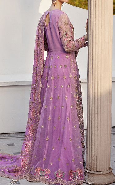 Emaan Adeel Lilac Organza Suit | Pakistani Embroidered Chiffon Dresses USA- Image 2