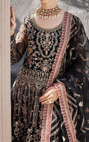 Emaan Adeel Black Organza Suit | Pakistani Embroidered Chiffon Dresses USA- Image 3