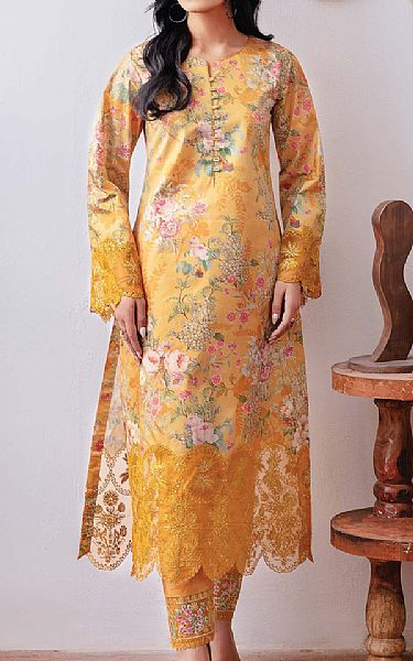 Emaan Adeel Harvest Gold Silk Suit (2 pcs) | Pakistani Dresses in USA- Image 1