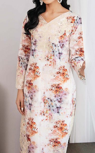 Emaan Adeel Soft Peach Silk Suit (2 pcs) | Pakistani Winter Dresses- Image 1