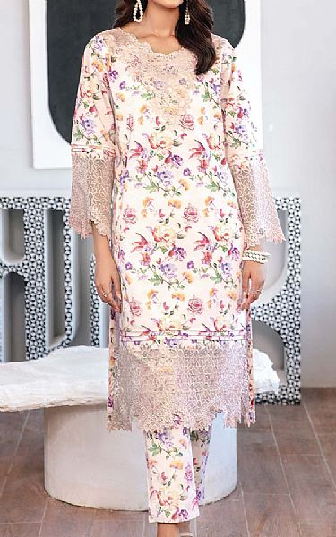 Emaan Adeel Vista White Silk Suit (2 pcs) | Pakistani Winter Dresses- Image 1