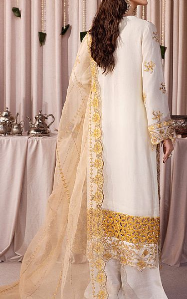 Emaan Adeel Antique White Chiffon Suit | Pakistani Embroidered Chiffon Dresses- Image 2