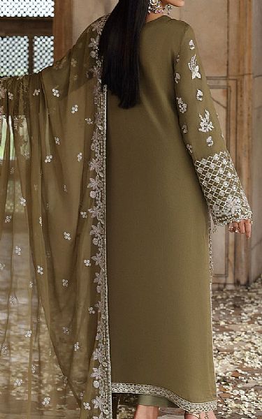 Emaan Adeel Olive Chiffon Suit | Pakistani Embroidered Chiffon Dresses USA- Image 2