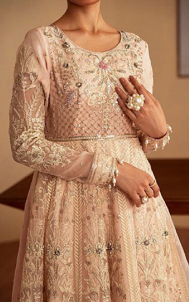 Emaan Adeel Light Pink Organza Suit | Pakistani Embroidered Chiffon Dresses USA- Image 3