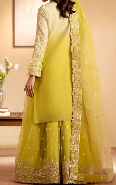 Emaan Adeel Lime Green Organza Suit | Pakistani Embroidered Chiffon Dresses USA- Image 2