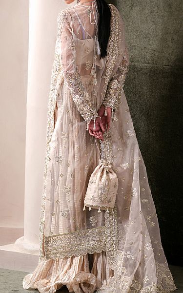 Emaan Adeel Off White Organza Suit | Pakistani Embroidered Chiffon Dresses USA- Image 2