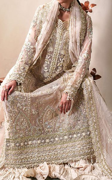 Emaan Adeel Off White Organza Suit | Pakistani Embroidered Chiffon Dresses USA- Image 3