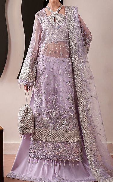 Emaan Adeel Lilac Organza Suit | Pakistani Embroidered Chiffon Dresses USA- Image 1