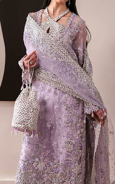 Emaan Adeel Lilac Organza Suit | Pakistani Embroidered Chiffon Dresses USA- Image 2