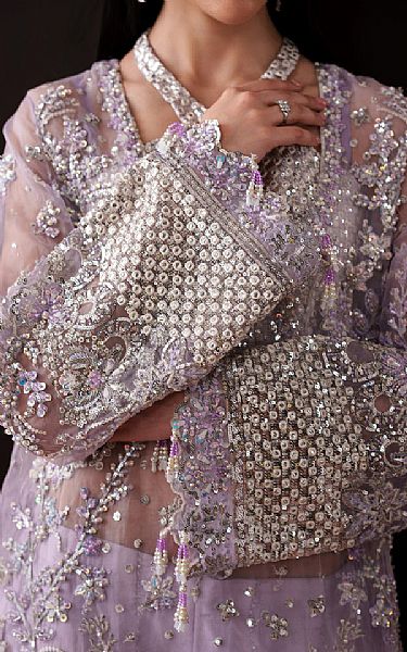 Emaan Adeel Lilac Organza Suit | Pakistani Embroidered Chiffon Dresses USA- Image 3
