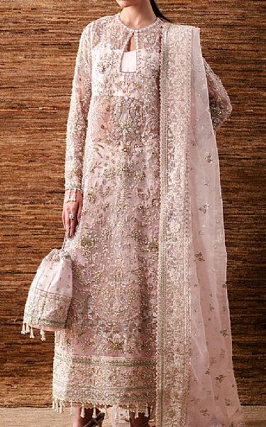 Emaan Adeel Pearl Pink Organza Suit | Pakistani Embroidered Chiffon Dresses USA- Image 1