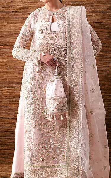 Emaan Adeel Pearl Pink Organza Suit | Pakistani Embroidered Chiffon Dresses USA- Image 3