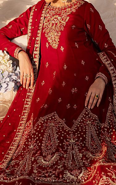 Emaan Adeel Red Chiffon Suit | Pakistani Embroidered Chiffon Dresses USA- Image 3