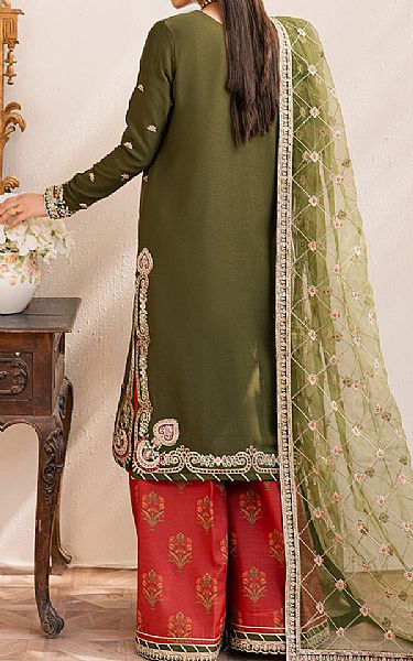 Emaan Adeel Olive Green Chiffon Suit | Pakistani Embroidered Chiffon Dresses USA- Image 2