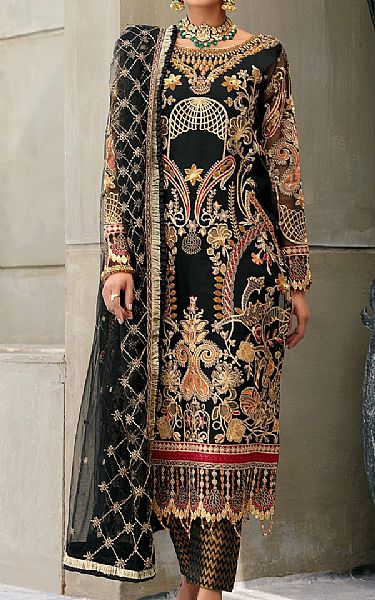 Emaan Adeel Black Net Suit | Pakistani Dresses in USA- Image 1