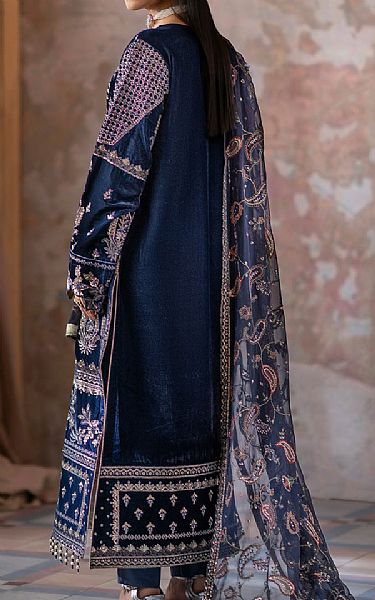 Emaan Adeel Royal Blue Velvet Suit | Pakistani Winter Dresses in USA- Image 2