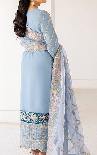 Emaan Adeel Light Blue Grey Chiffon Suit | Pakistani Embroidered Chiffon Dresses- Image 2