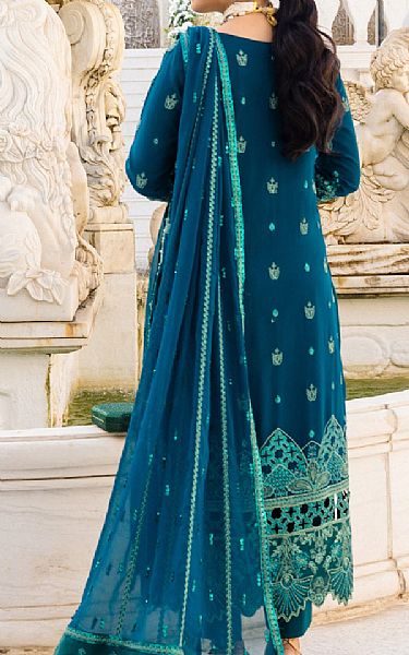 Emaan Adeel Teal Blue Chiffon Suit | Pakistani Embroidered Chiffon Dresses- Image 2