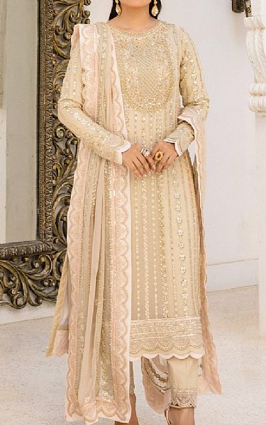 Emaan Adeel Ivory Chiffon Suit | Pakistani Embroidered Chiffon Dresses- Image 1