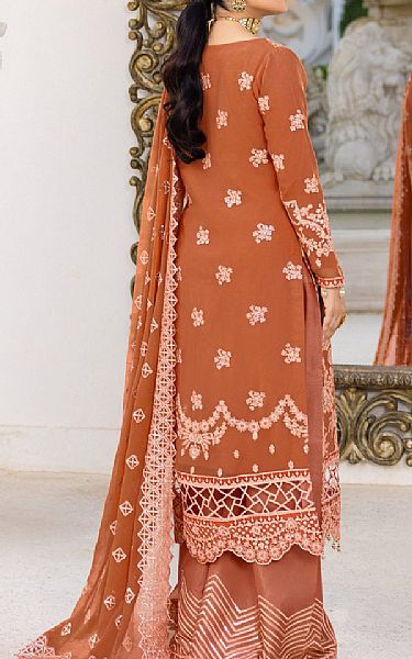 Emaan Adeel Rust Brown Chiffon Suit | Pakistani Embroidered Chiffon Dresses- Image 2