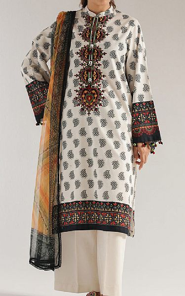 Ethnc Off White Lawn Suit | Pakistani Lawn Dress in USA- Image 1