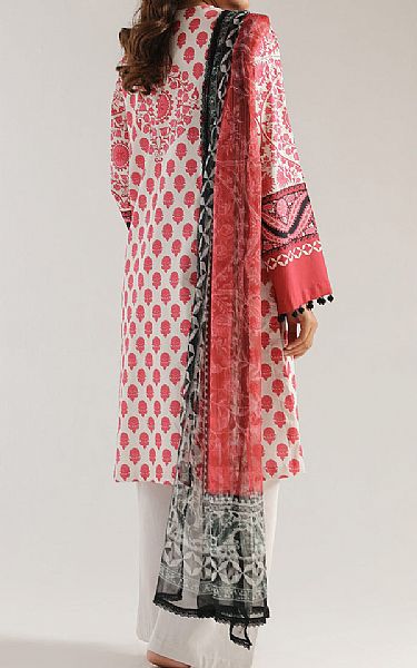 Ethnc Off White/Light Carmine Pink Lawn Suit | Pakistani Lawn Dress in USA- Image 2