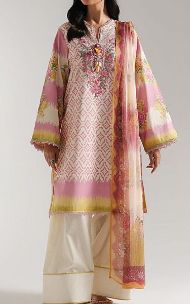 Ethnc Off White/Pink Lawn Suit | Pakistani Lawn Dress in USA- Image 1