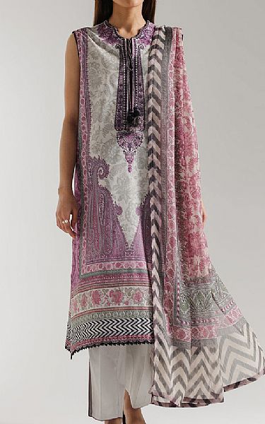 Ethnc Grey/Pink Rose Lawn Suit | Pakistani Lawn Dress in USA- Image 1