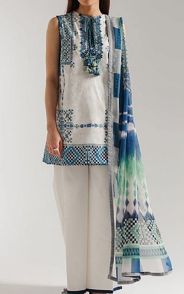 Ethnc Light Grey Lawn Suit | Pakistani Lawn Dress in USA- Image 1