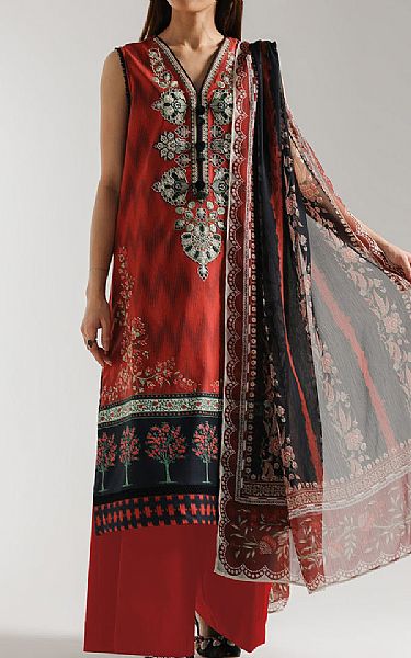 Ethnc Pale Red Lawn Suit | Pakistani Lawn Dress in USA- Image 1