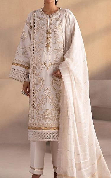 Ethnc Off-white Lawn Suit | Pakistani Lawn Dress in USA- Image 1