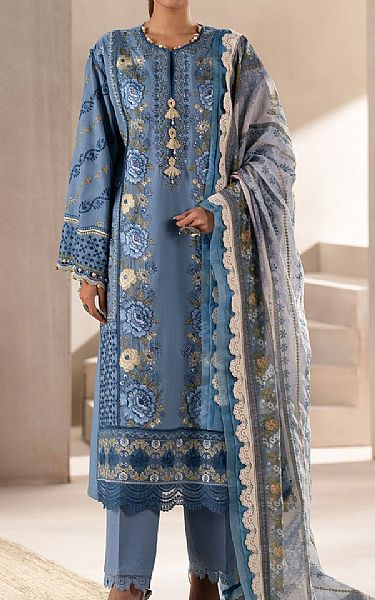 Ethnc Cadet Blue Lawn Suit | Pakistani Lawn Dress in USA- Image 1