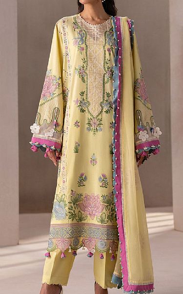 Ethnc Lime Yellow Lawn Suit | Pakistani Lawn Dress in USA- Image 1