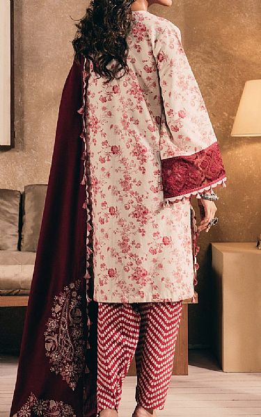 Ethnc Off White/Wine Khaddar Suit | Pakistani Winter Dresses in USA- Image 2
