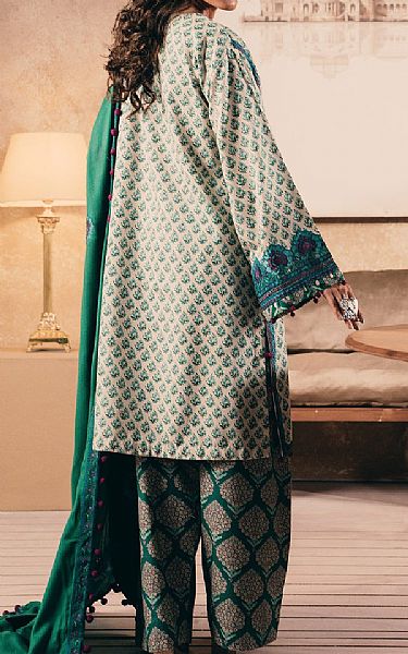 Ethnc Ivory/Green Khaddar Suit | Pakistani Winter Dresses in USA- Image 2